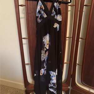 White House Black Market Black and Blue Floral Dress